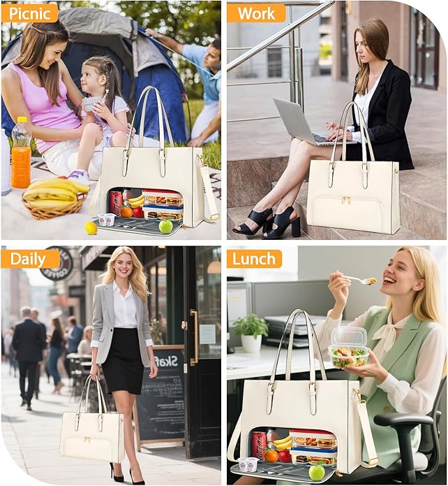 KKXIU Lunch Tote Bag for Women 15.6 Inch Laptop Briefcase Professional Work Purse with Insulated Lunch Compartment Handbags