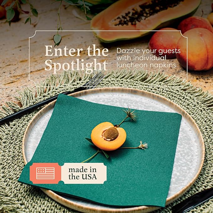 100 Linen-Feel Colored Paper Napkins - Decorative Cloth-Like BRIGHT RED Luncheon Napkins - Soft And Absorbent. For Kitchen, Party, Wedding, Dinner Or Any Occasion. (Pack of 100)