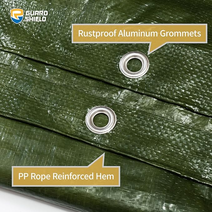 GUARD SHIELD Green Tarp Waterproof 24x24 Feet Medium Duty All Purpose Poly Tarps Cover 7mil