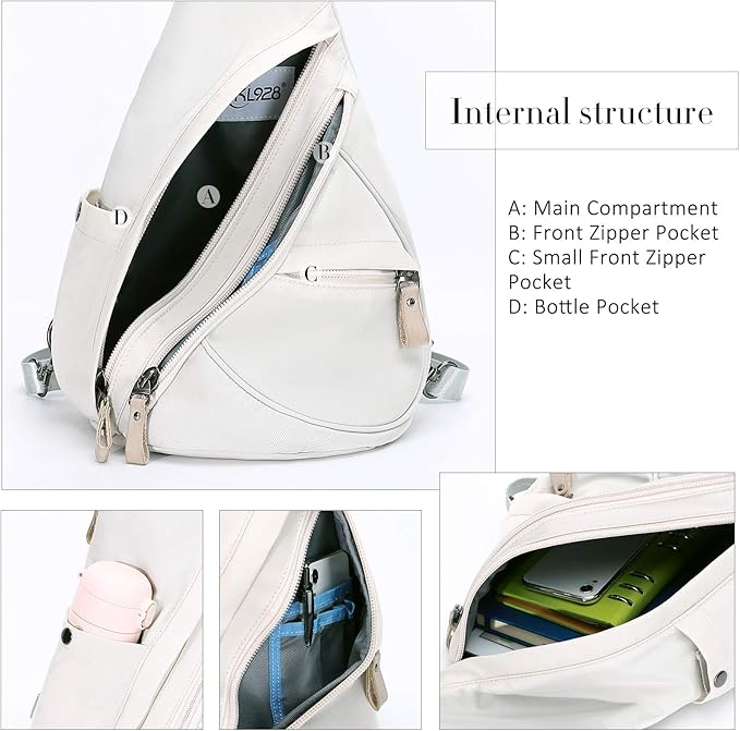 KL928 Nylon Sling Bag - Small Crossbody Backpack Shoulder Casual Daypack Multipurpose Rucksack for Men Women