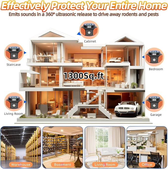 2025 360°Ultrasonic Pest Repellent Plug in,Indoor Pest Control for Rodent Mice Rat Squirrel Bat Roach Spider Ant Bug,Electronic Repelling Device Mouse Traps for Basement House Garage Kitchen(2pcs)