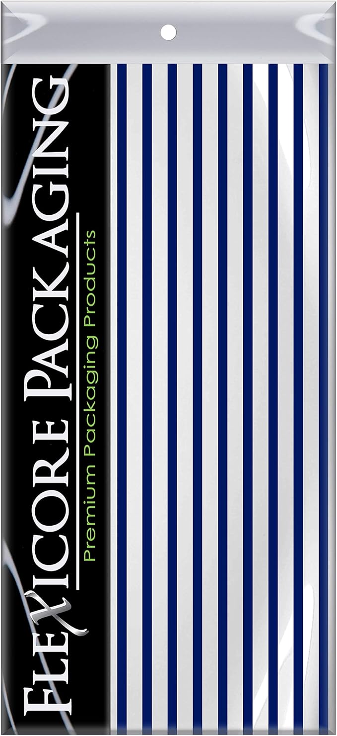 Flexicore Packaging Navy Blue Pin Stripe Print Gift Wrap Tissue Paper Size: 15 Inch X 20 Inch | Count: 10 Sheets | Color: Navy Pin Stripe