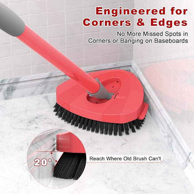 Upgraded Spin Mop Scrub Brush Head for O-Cedar EasyWring 1 Tank System ONLY, Full Bristles & Outward-Angled Scrubber Mop Head, Better Corners Floor Cleaning Brush All Hard Surfaces - 2 Pack