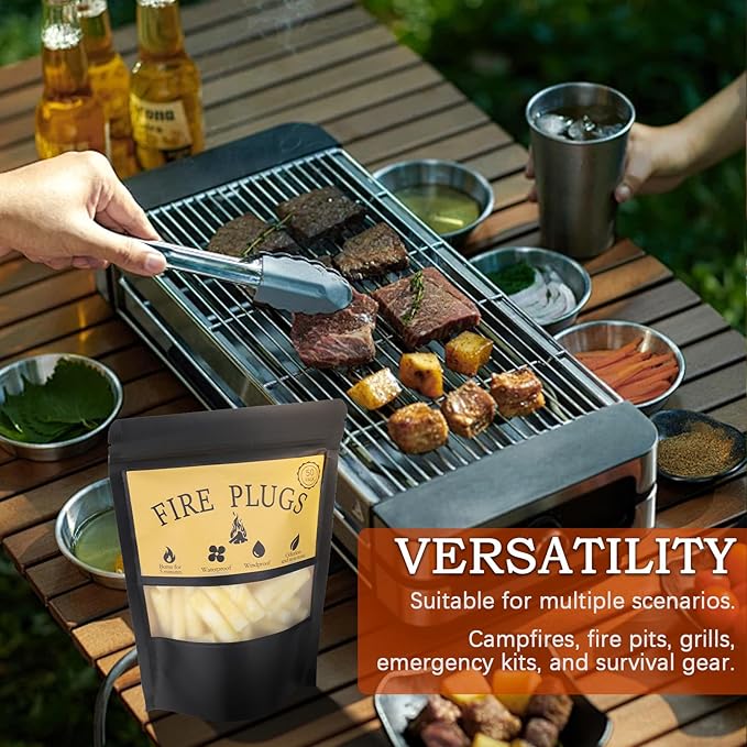 50 Pack,Waterproof Fire Starters with 5+ Minute Burn Time for Emergencies, Campfires, Survival, Fire Pits, Grills - Yellow,Non-Toxic
