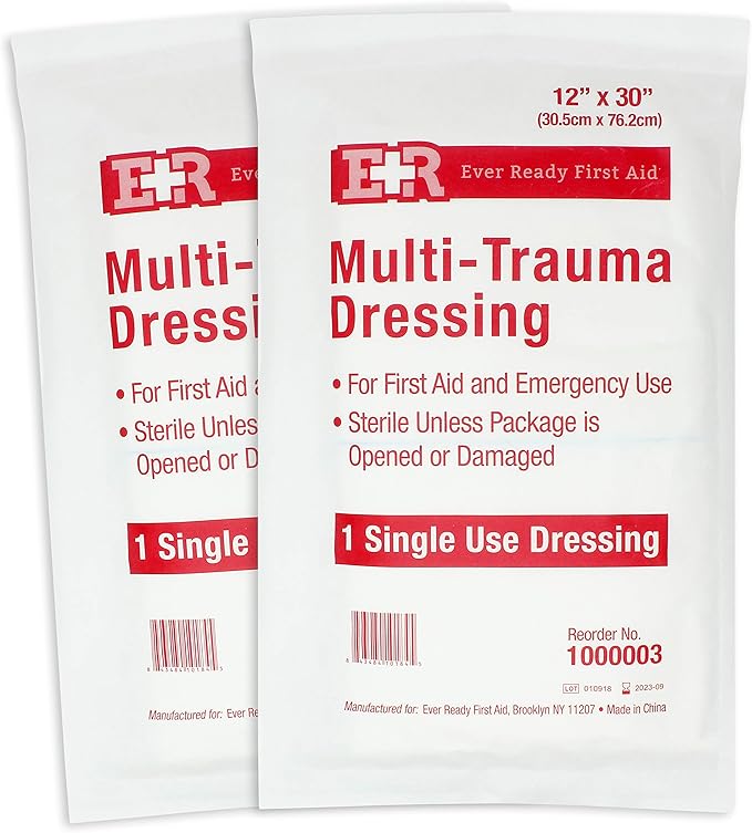 Ever Ready First Aid Multi-Trauma Sterile Non-Woven Dressing 12” x 30” - 2 Count