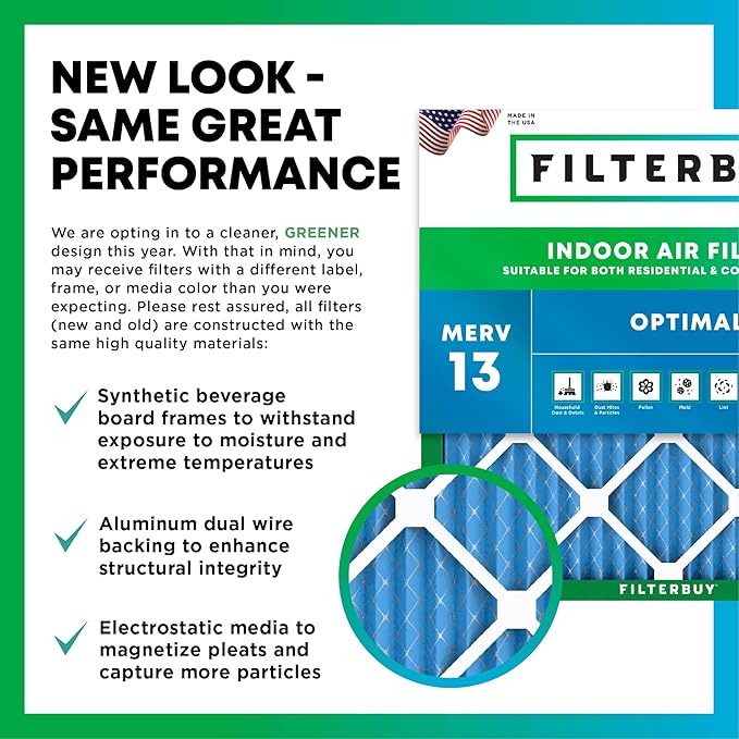 Filterbuy 18x24x2 Air Filter MERV 13 Optimal Smoke & Allergy Defense (12-Pack), Electrostatic Pleated HVAC AC Furnace Filters Replacement, Made in USA (Actual Size: 17.38 x 23.38 x 1.75)