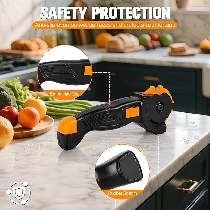 6-in-1 Garden Tool & Kitchen Knife Sharpener with Ceramic, Professional Knives Sharpener for Sharpens & Polishes Blades, Lawn Mower Blades, Axe, & Scissors Sharpening Tool with Non-Slip Grip
