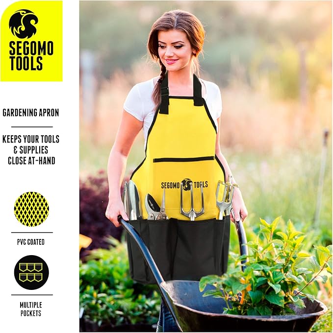 Segomo Tools 12 Piece Garden Tool Set (Including Garden Tools Along with Gloves, Kneeling Pad, Spray Bottle, Apron and Tote Bag) | Gardening Kit | Planting Kit | Home Gardening Tools - GTS12