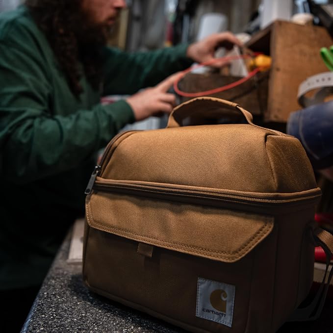 Carhartt 12 Can Two Compartment Lunch Box | Durable, Fully-Insulated Lunch Bag for Women & Men, Duck Blind Case, Large Lunchbox (Greenstone)