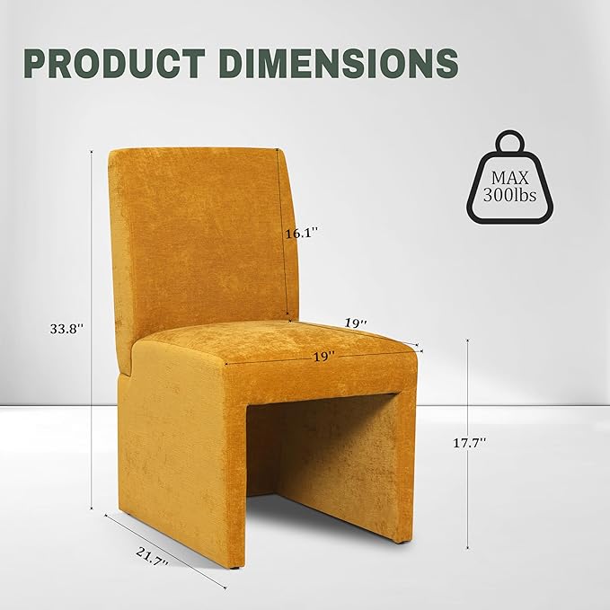Upholstered Dining Chairs Set of 8 Modern Kitchen & Dining Room Chairs Linen Fabric Dining Chairs with Wooden Frame, Yellow