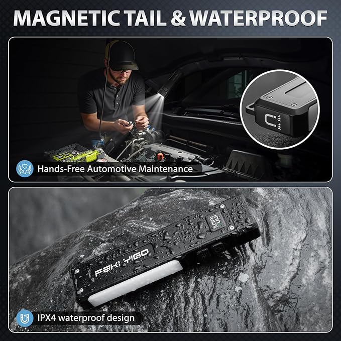Feki Yigo G02 EDC Rechargeable Flat Flashlight 1800 Lumens White LED/UV/RGB Signaling Flashlights, Waterproof Magnetic Clip on Flashlight for Outdoor Home Emergencies, Camping Essentials(Orange)