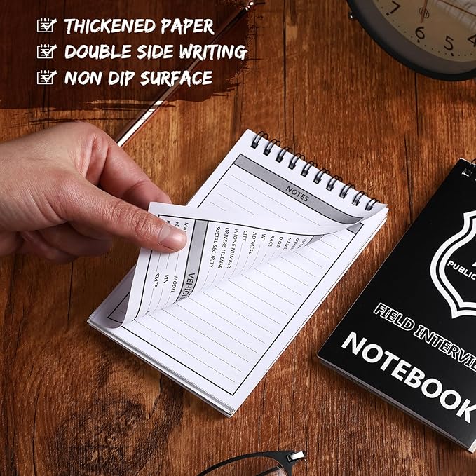 Teling 12 Pcs Public Safety Police Field Interview Notebook Report Notepad for Law Enforcement Officer Gifts Ticket Book Notebook Cop Interview Equipment Accessories, 70 Sheets/ 140 Pages(3x5 Inch)