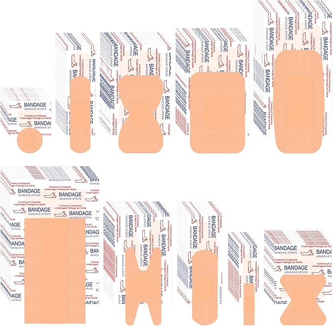 VAIPI 880 Pack Bandages Variety Pack Waterproof Fingertips Bandages Various Sizes First Aid Supplies Assorted Adhesive Fabric Bandage Bulk Breathable Butterfly Bandage for Wound Care (9 Styles)