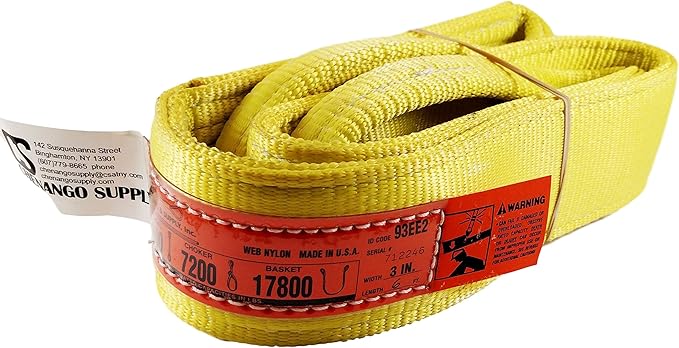 DD Sling. Multiple Sizes in Listing! (Made in USA) 3" x 6', 2 Ply, Nylon Lifting Slings, Eye & Eye, Heavy Duty (900 Webbing), 8,900 lbs Vertical, 7,200 Choker, 17,800 Basket-USA Made Nylon (3"x6')