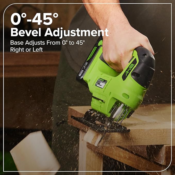 Greenworks 24V Cordless Brushless 8PCs Combo, Drill+Impact Driver+Circular Saw+Recip Saw+Jig Saw+Sander+Flashlight+Oscillating Tool (2) 2.0Ah+4.0Ah Batteries (24,000mAh Power Bank) 65W USB-C Charger