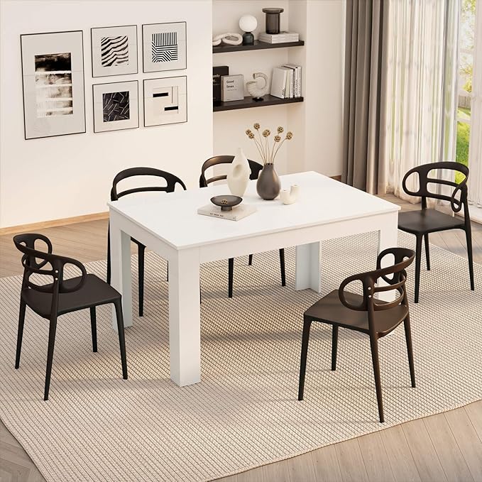 Mobili Fiver, Easy, Extendable Dining Table, 55.1(86.6) x35.4 in, High Gloss White, Made in Italy