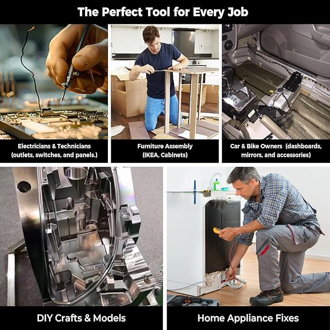 3.6V Cordless Impact Screwdriver Gun, 1.5Ah Lithium Battery, 1/4" Chuck, 3-10 N.m Torque, 300RPM, Includes Magnetic Bits & Case – Electrician Tools Set