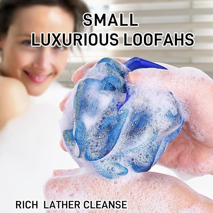 20 Pack Mini Shower Loofah Bath Sponge 20G, Soft Travel Size Nylon Mesh Puff for Body Wash, Loofah Shower Exfoliating Scrubber Pouf for Women and Men, Full Cleanse, Beauty Bathing Accessories