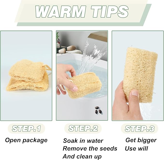 Organic Natural Loofah Sponges 4.7'' Luffa Spa,Pack of 4 Exfoliating & Smooth Skin Bath Shower Loofas Loofa for Women and Men Body Scrubber