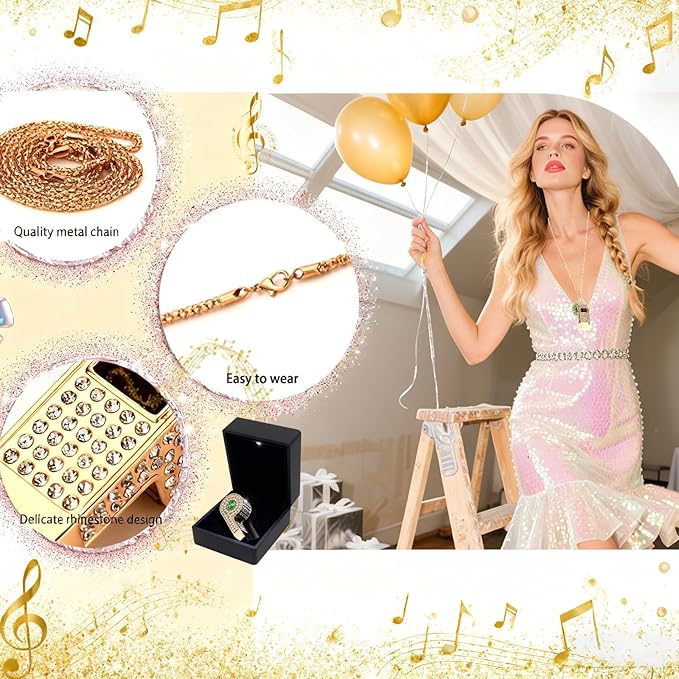 PCTC Shining Whistle,Crystal-Encrusted Metal Whistle with Decorative Chain Great for Referees, Coaches Party and Gift Accessory[Gold Exterior]
