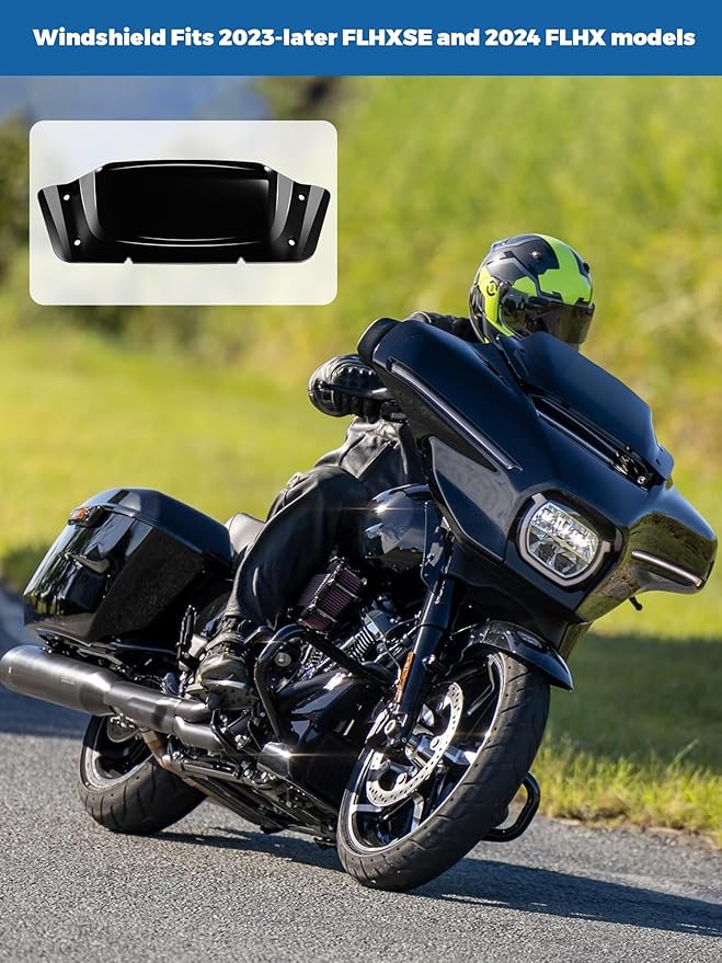 5" Windshield Black Windscreen Compatible for Harley Davidson CVO Street Glide FLHXSE 2023-Up, Street Glide FLHX 2024-Later (Vertical 5", Horizontal 7")