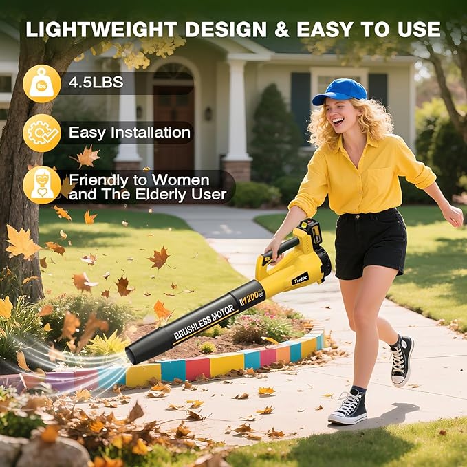 Tietoc Leaf Blower Cordless, 1200W Brushless Electric Leaf Blower with 2 X 5.0Ah Battery, Gift for Men Dad Husband Gardener, Cool Gadgets for Men 2025, Mens Gifts for Birthday Present for Adults Dad