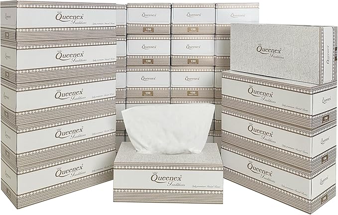 4,500 Ultra Soft 3-Ply Facial Tissues, 30-Box Bulk Pack (150 Sheets per Box) | Premium Gold Design