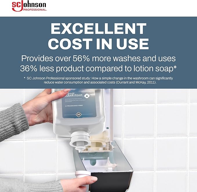 SC Johnson Professional Refresh Clear FOAM, Foam Hand Wash, Foaming Hand Soap, 1 Liter Cartridge, 2 Count, for Professional Use Only