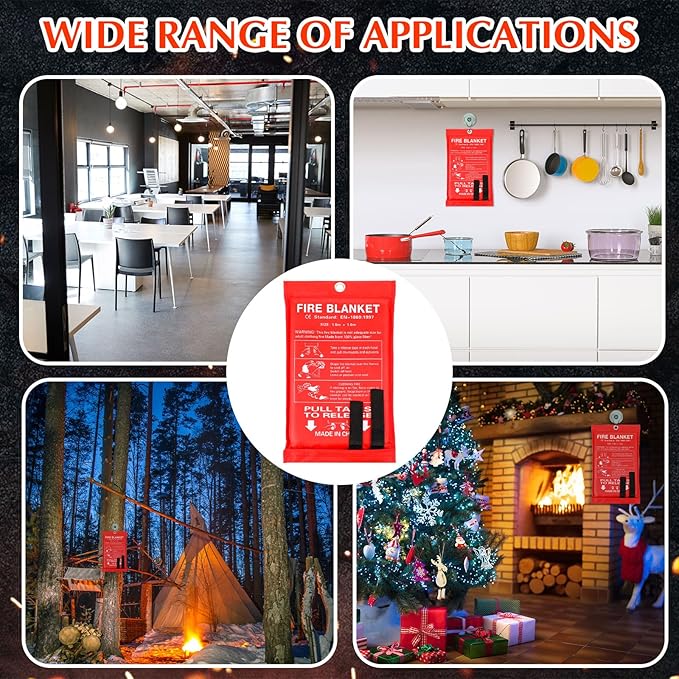 Macarrie 30 Pack 39” x 39” Fire Blanket Emergency for Home and Kitchen Safety Suppression Blanket Fiberglass Fireproof Survival for Fireplace Car Office Camping (Red)