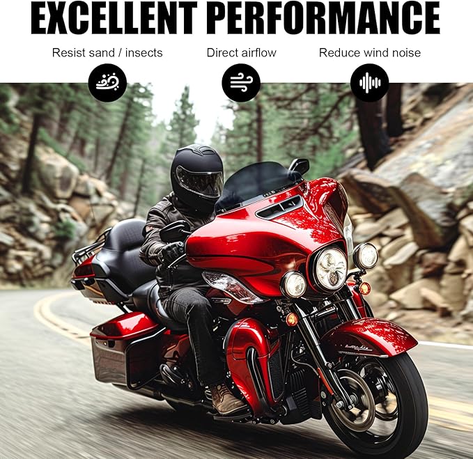 JMTBNO Smoke 9" Motorcycle Wave Windshield Windscreen Compatible with 2014-2023 Harley Davidson Touring Street Glide Electra Glide Ultra Limited Tri Glide FLHT FLHX FLHXS FLHTK