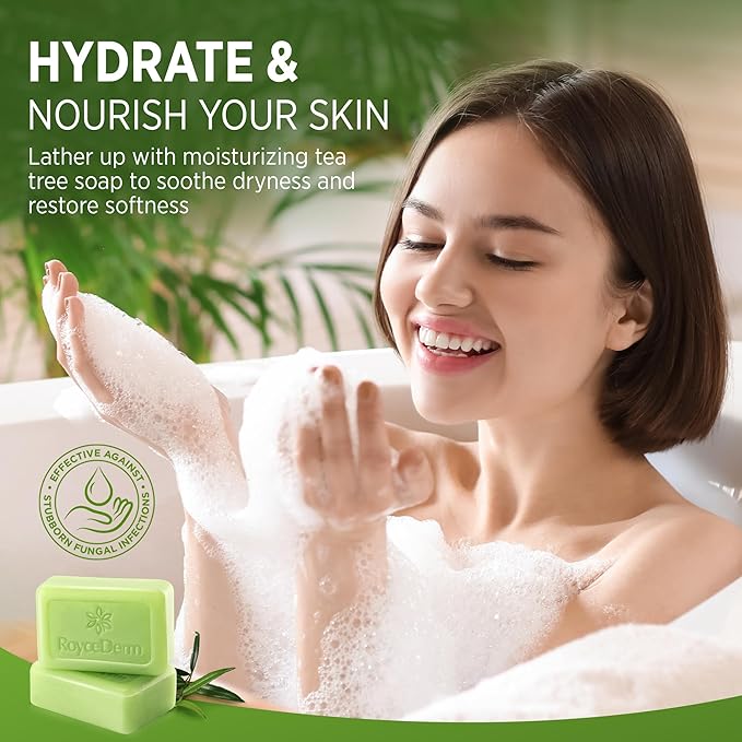 Roycederm Tea Tree Soap for Face & Body Acne, Athlete's Foot, Tinea, Folliculitis Ringworm Jock Itch - Pack of 2