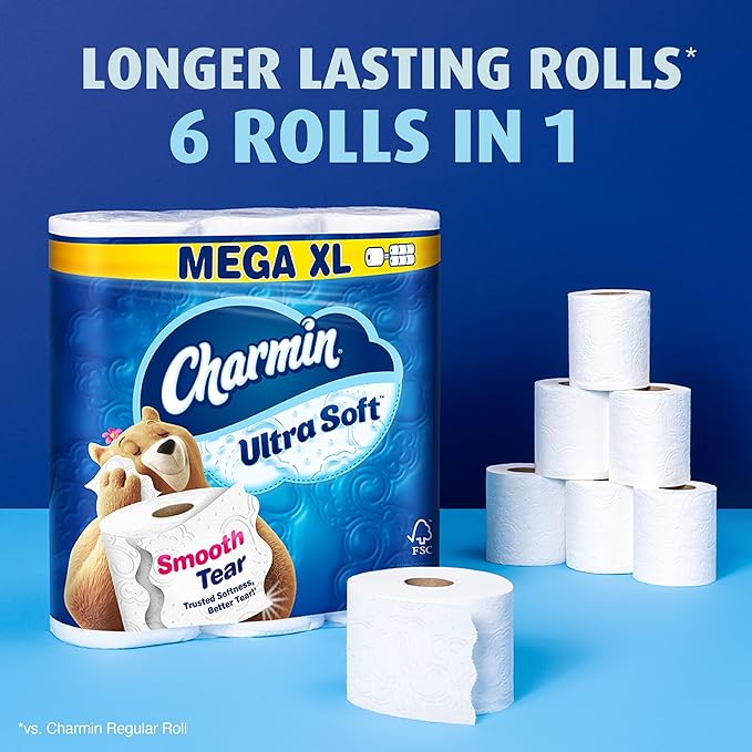 Charmin Ultra Soft Toilet Paper 12 Mega XL Rolls, 336 Sheets Per Roll