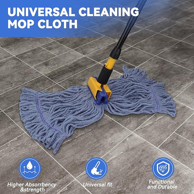 Commercial Heavy Duty Mop Heads Replacement for Rubbermaid: 6 Packs Industrial Wet Mop Head for Floor Cleaning - Cotton Commercial Products Wet Refills