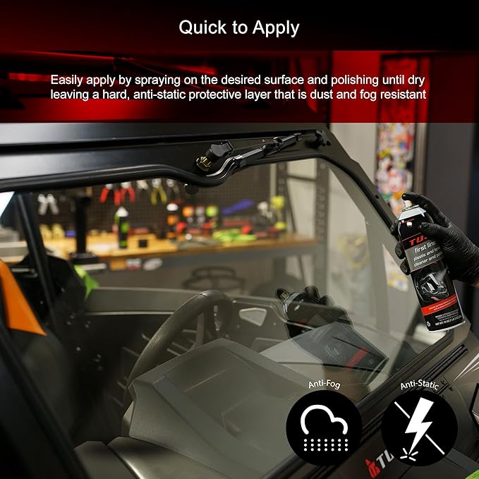 TUSK First Line Plastic & Lens Cleaner and Polish 19 oz – Cleaner, Polish & Protectant for Plastic, Acrylic & Polycarbonate – Dust & Fog Resistant for Helmets, Windshields, UTV/ATV, Automotive