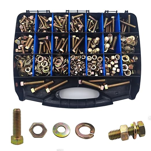 780PCS Haespot 5 to 8 Grade Alloy Steel Heavy Duty Bolt and Nut Assortment Kit, Corrosion-Resistant and Durable,1/4"-20，5/16"-18，3/8"-16, 1/2"-13 Imperial Units Multi-Size, Professional Storage
