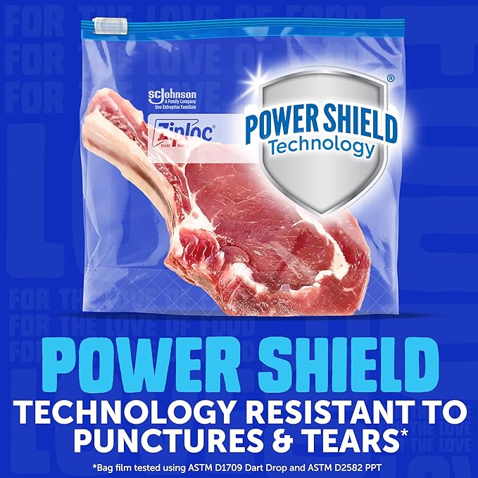 Ziploc Quart Food Storage Freezer Slider Bags, Power Shield Technology for More Durability, 34 count, 4 Pack, 136 Total (Packaging May Vary)