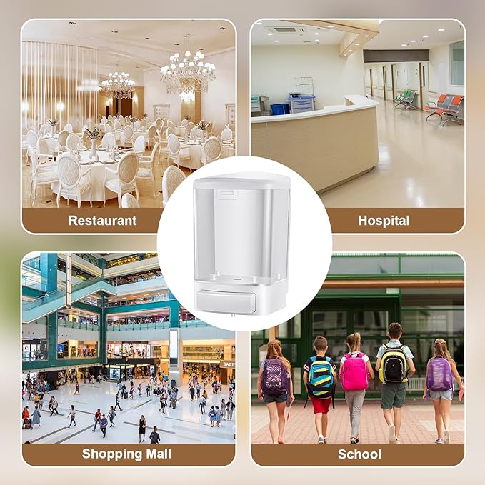 Hushee 2 Pcs Commercial Soap Dispenser Wall Mounted Manual Soap Dispenser Containers Bathroom Plastic Hand Wash Wall Containers for Kitchen Hotel Liquid