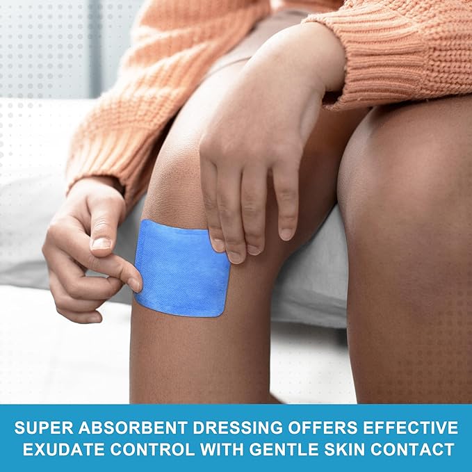 MedVance Super Absorbent Dressing, Non-Adhesive Pads for Wound Care, Pressure Ulcers & 1st/2nd Degree Burns, Superior Moisture Absorption, Box of 5 dressings (4"x4" Bandage, 2.75"x2.75" Absorbent Pad)