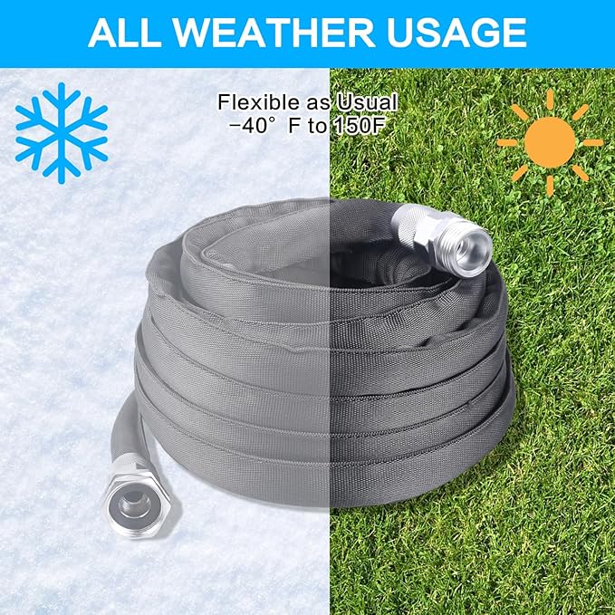 Garden Fabric Woven Hose 25ft,50ft Is A Lightweight Water Hose With A 5/8'' Flexible, Heavy-Duty Design And 3/4 Solid Fittings. This Hose Is Ideal For Lawns, Gardens, Plants, Car Washes (25ft)