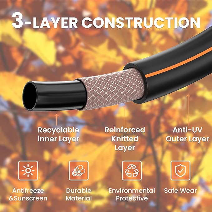 Giraffe Tools Garden Leader Hose 15ft x 5/8", Short Water Hose Heavy Duty, Flexible, Lightweight Hybrid Hose with Swivel Handle, Male to Female Fittings, Burst 600 PSI