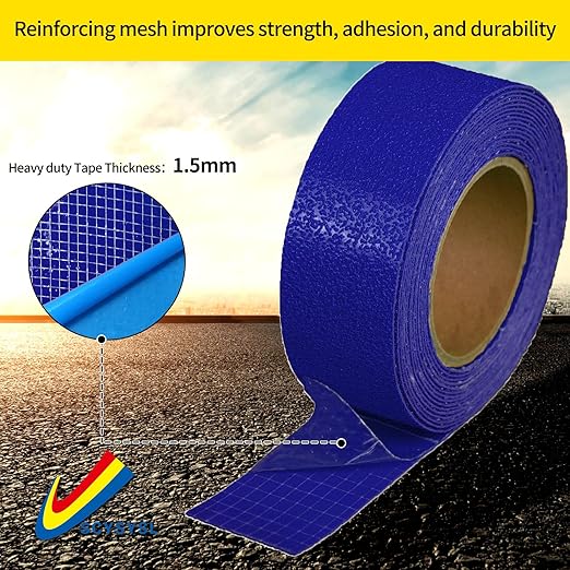 Reflective Pavement Marking Tape Slip-Resistant and Durable, Heavy-Duty Rubber Base for Outdoor Applications, Perfect for Driveways, Walkways, and Parking Areas (Blue, 2 Inch X 18 Feet)