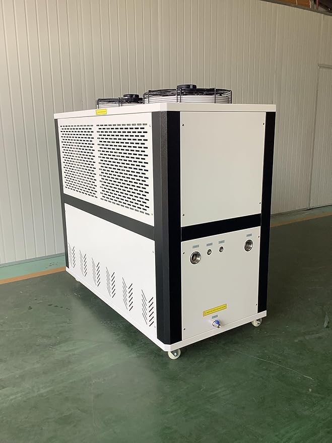 10HP Industrial Air-Cooled Water Chiller 220V 3-Phase 60hz |121,472 BTU Cooling Capacity, R407C Refrigerant, Precise Temperature Control 41°F-95°F for Industrial Process Cooling