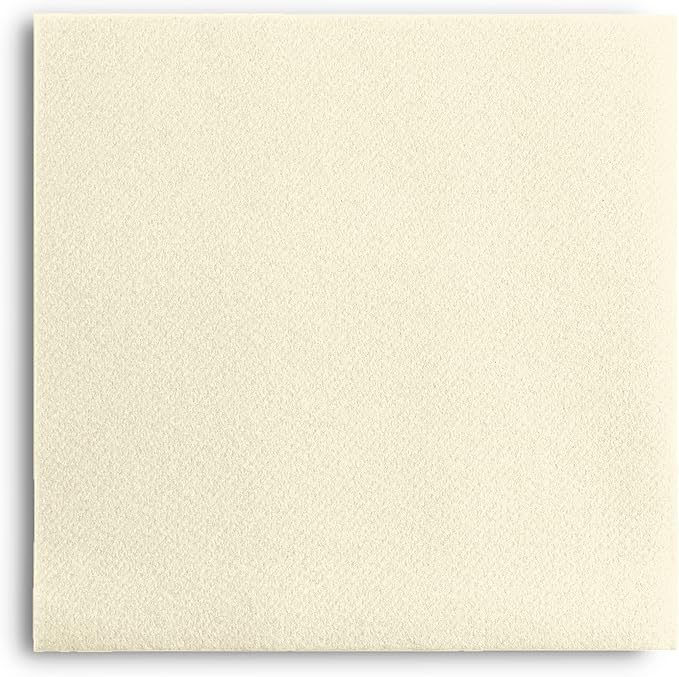 Linen-Feel Colored Paper Napkins - Decortive Cloth-Like CREAM Luncheon Napkins - Soft And Absorbent. For Kitchen, Party, Wedding, Dinner Or Any Occasion. (Pack of 50)