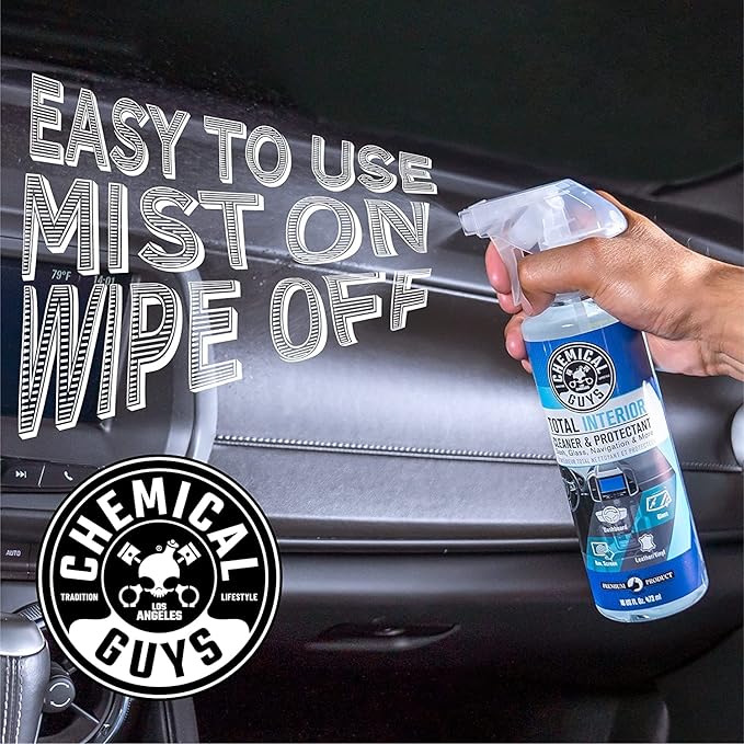 Chemical Guys Total Interior Cleaner and Protectant - Cleans and Protects Leather, Vinyl, Plastic, Rubber, Glass, and Fabric with Streak-Free Finish, Safe for Cars, Trucks, SUVs, and More - 32 oz