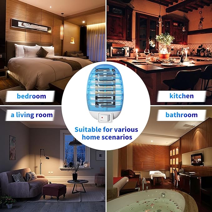 Bug Zappers Indoor, Flying Insect Trap Plug-in, Mosquitoes Killer, Fly Traps for Indoors, Mosquito Zapper Gnat Moth Catcher for Living Room, Home, Bedroom, Office, Patio, Kids & Pets - 2 Packs