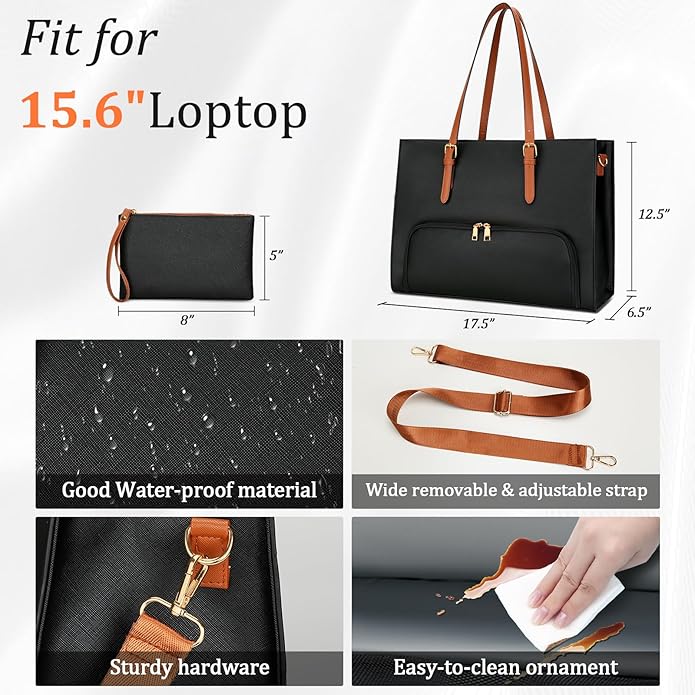 KKXIU Lunch Tote Bag for Women 15.6 Inch Laptop Briefcase Professional Work Purse with Insulated Lunch Compartment Handbags