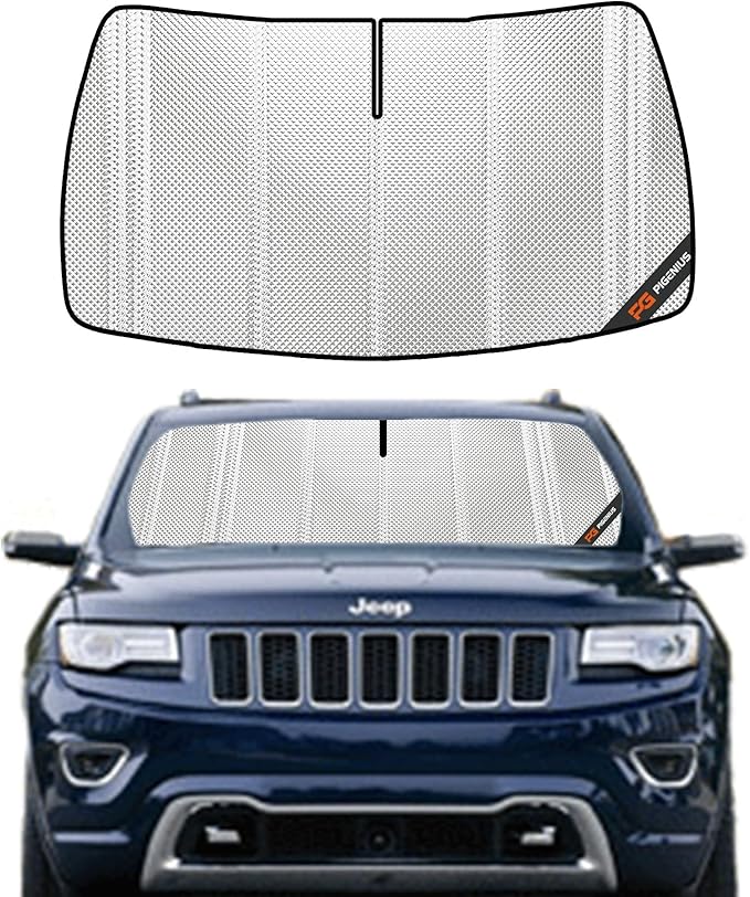 Windshield Sun Shade for Jeep Grand Cherokee 2014-2021.Full Coverage Rearview Mirror Shade for Ultimate Protection