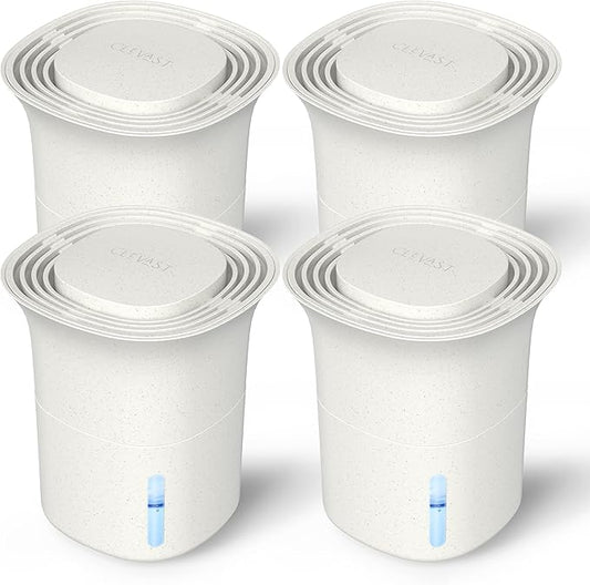 CLEVAST Refillable Moisture Absorber Bucket, 12.5 oz, 4 Pack, Refills Cups Humidity Absorbers for Closet, Reusable Dehumidifier Box Removes Moisture, Damp and Humidity for Wardrobes, Bathrooms