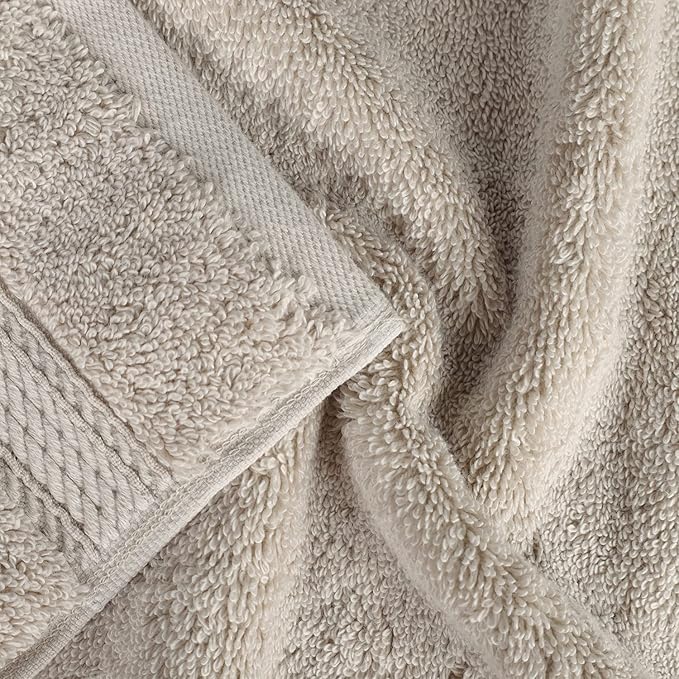 Superior Egyptian Cotton Pile 8 Piece Towel Set, Includes 2 Bath, 2 Hand, 4 Face Towels/Washcloths, Ultra Soft Luxury Towels, Thick Plush Essentials, Guest Bath, Spa, Hotel Bathroom, Stone