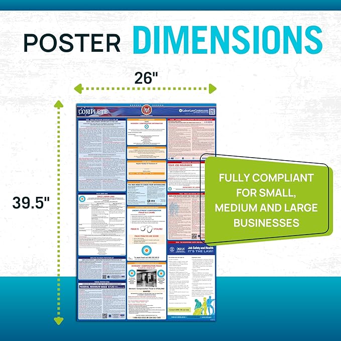 2026 Ohio Labor Law Poster – State & Federal Compliance in Spanish – OSHA, EEOC, FMLA, Minimum Wage – Durable, Laminated & Waterproof Workplace Employment Poster – Made in USA – 26” x 39.5”